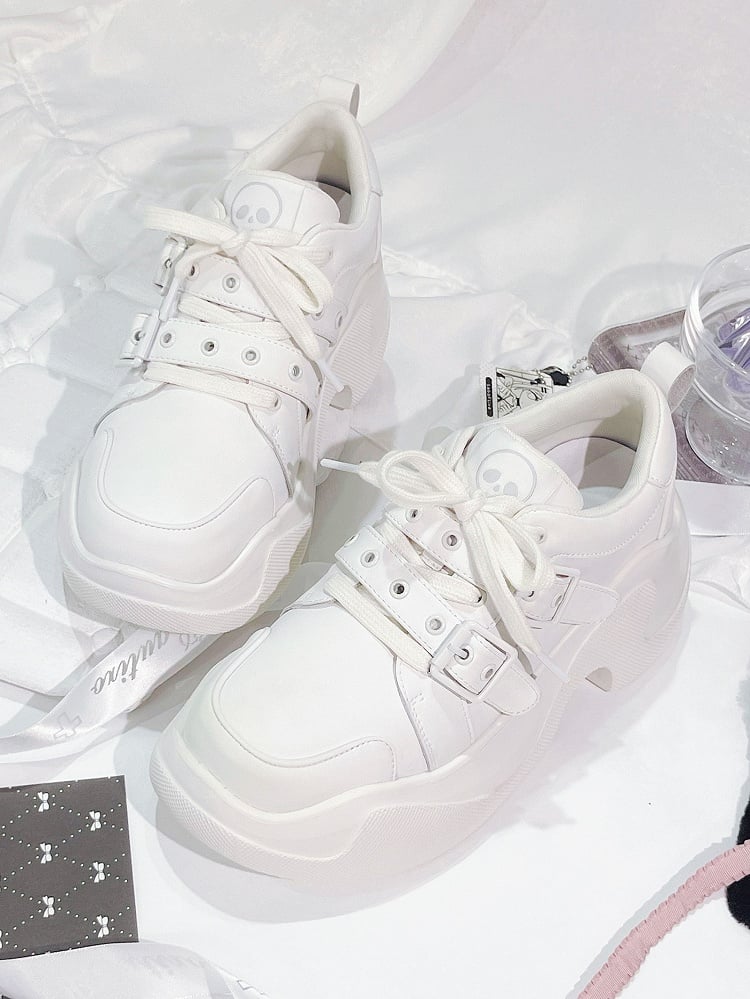 Closure Traditional - Height Straps 7cm Gothic Heel in with Sneakers Buckle White Version Regular Lacing