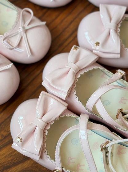 Mary with Scalloped Straps Crossed Hem Janes Lolita Sweet Pink Low-heel