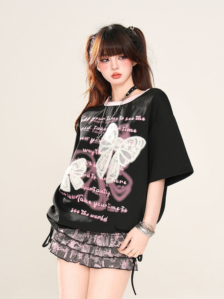 スカート ティアード ミニ ウエスト ハート ラインストーン グラマラス パープル ロー