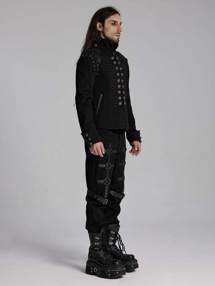 Black Men's Military Coat Vest