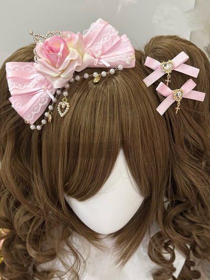 Strass-Design Herz Haarspangen Rosa Kreuz Perlen Blumen Bowknot Charm + dekoriert Haarspange
