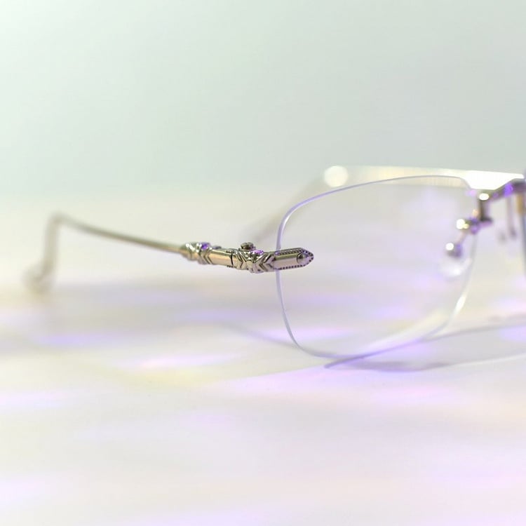 Brille Randlos Silber Cyberpunk