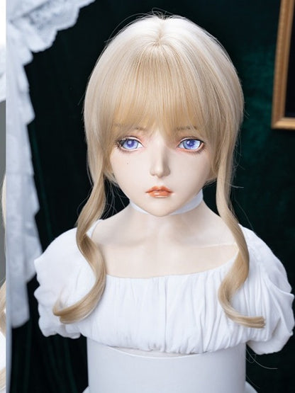 Blonde 45cm Air Bang Wig with 46cm Long Wavy Twin Tails Claw Clip - Alice Garden