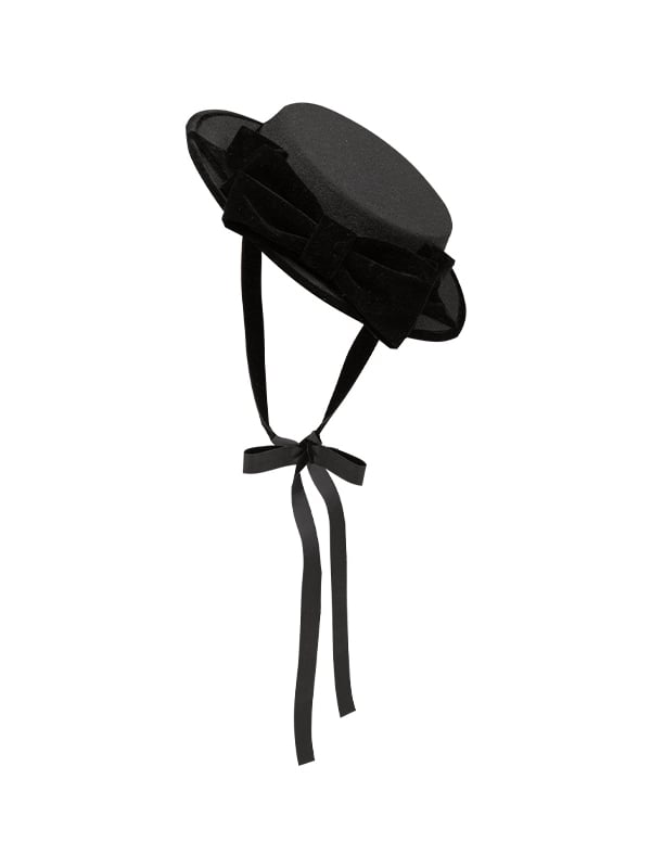 Black with Accent Lolita Bow Hat Top Elegant