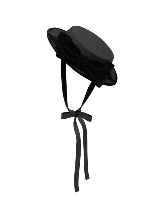 Black with Accent Lolita Bow Hat Top Elegant