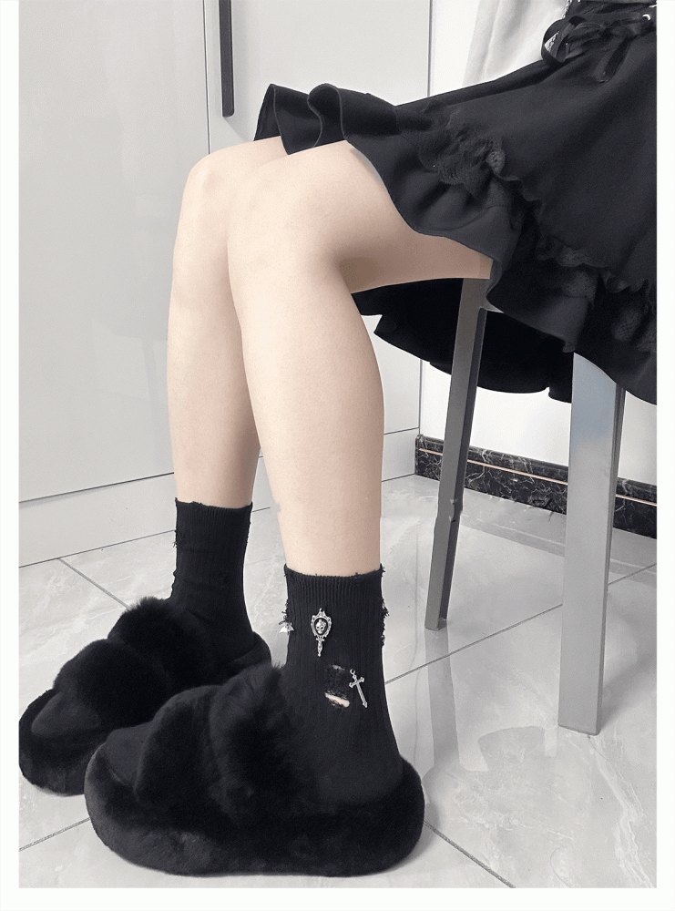 Skeleton with 3 Metal Colors Socks Gothic Ankle