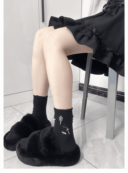 Skeleton with 3 Metal Colors Socks Gothic Ankle