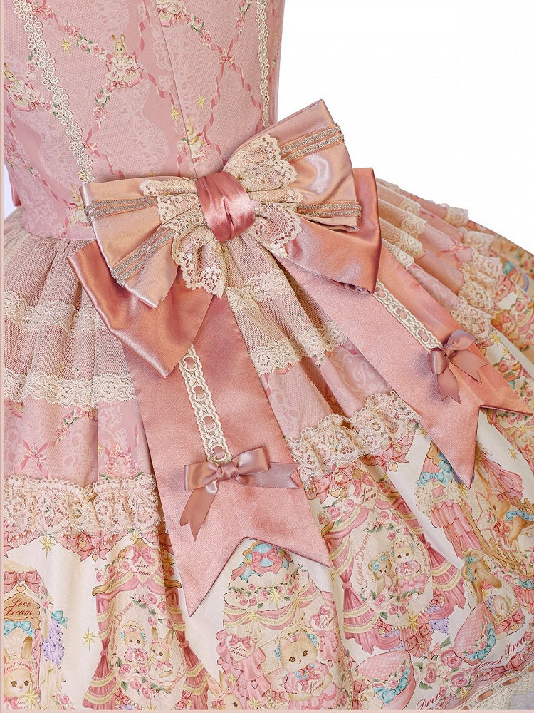 Peter Pan Collar OP Dress in Sweetheart Pink with Doll Theme, Lolita Style - Alice Girl