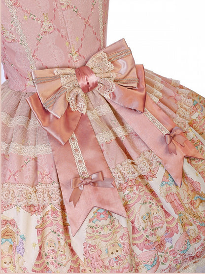Peter Pan Collar OP Dress in Sweetheart Pink with Doll Theme, Lolita Style - Alice Girl