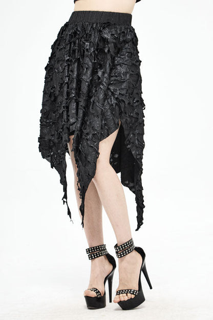 Ragged Hem Punk Black Mini Skirt