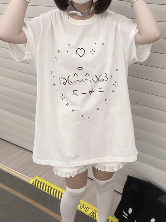 ホワイトグリーングラフィックTシャツ