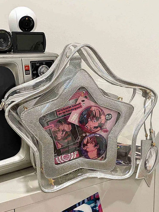 取り外し可能なシルバーチャーム付き星型痛バッグバッジPUセット