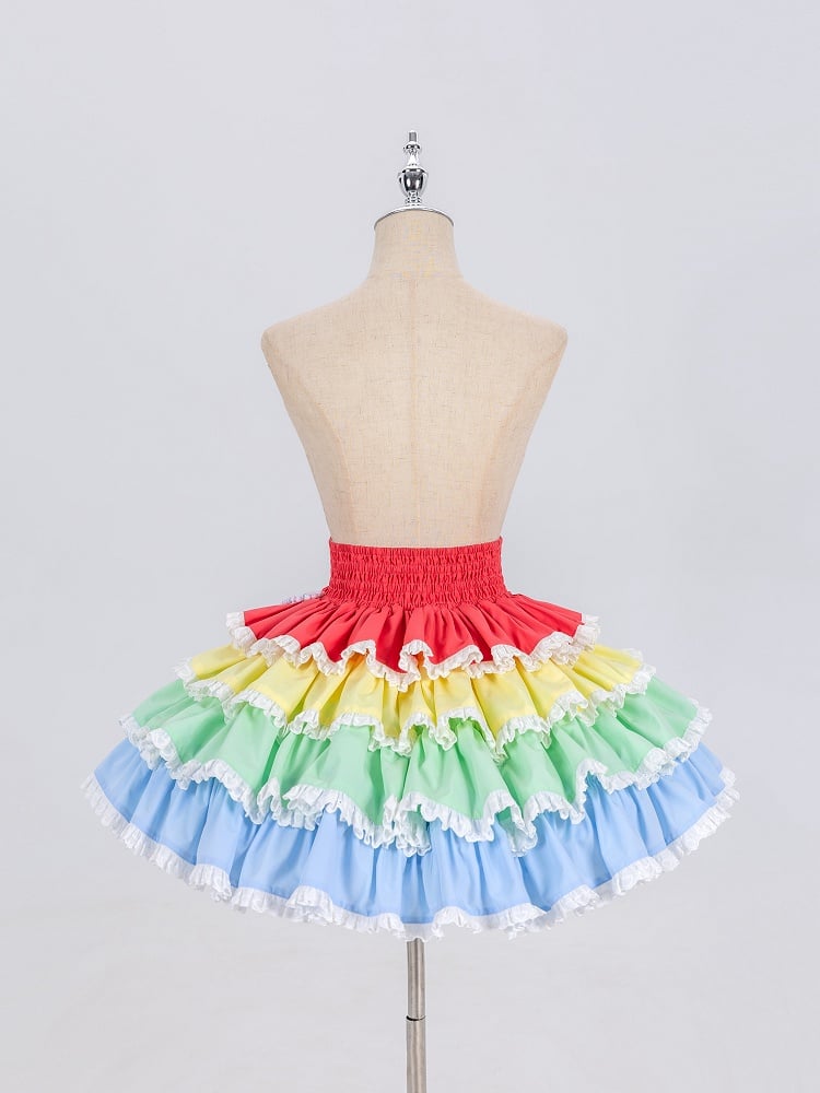 Layered Rainbow Skirt with Sweet Chains & Pins - High Waist - DevilInspired Exclusive Collection