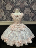 Sweet Pink Bowknot Hem Bear JSK Angel Dress with Decorated Print Lolita