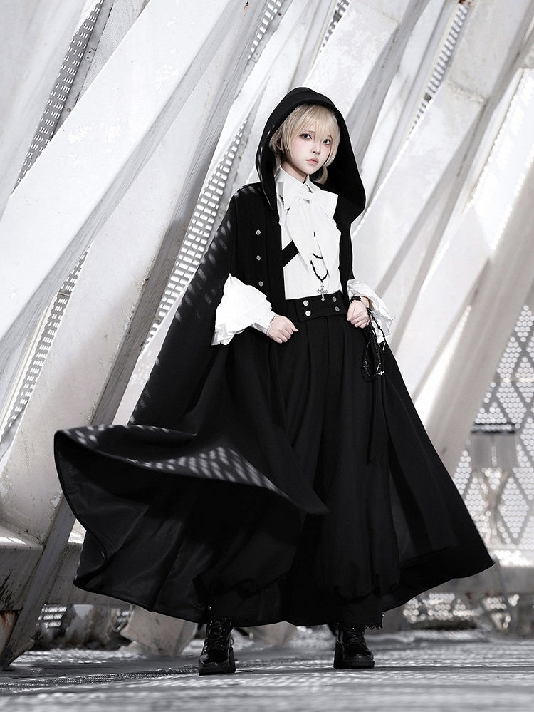 Black Ouji Lolita Cloak with Buckle Strap Closure - Princess Chronicles