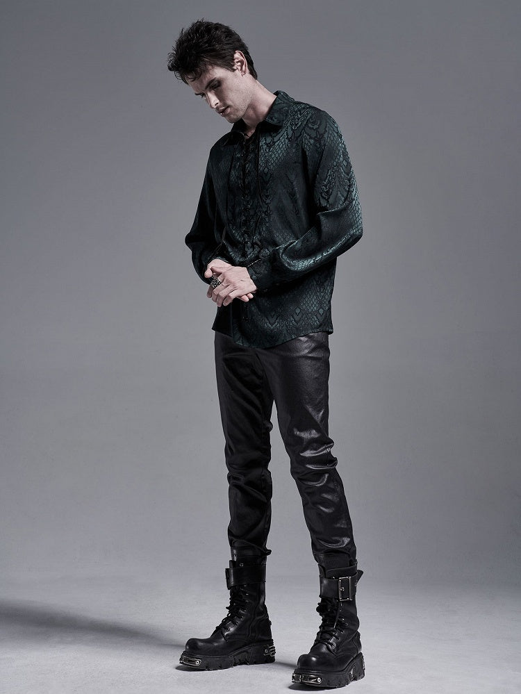 Green Men's Gothic Jacquard Shirt