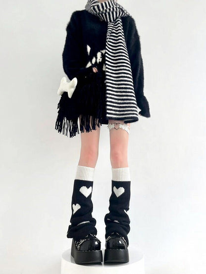 Reversible Two-Way Cable Knit Leg Warmers Kawaii - Two Bear Pink