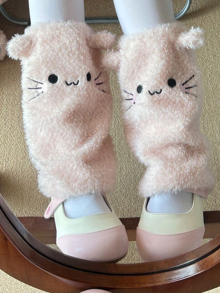 Cute Plush White/Yellow/Pink Leg Warmers