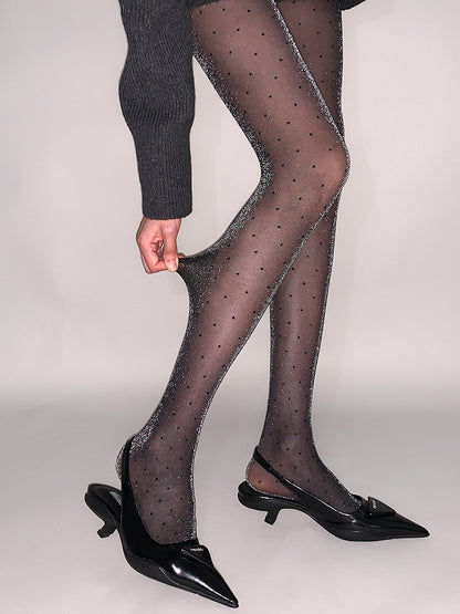 Sheer Sparkle Black Pantyhose Dot