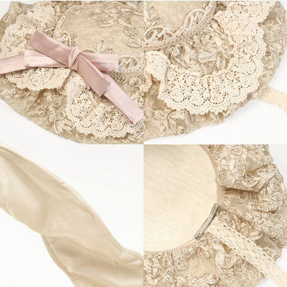 Lace Elegance Accent Bunny Hat Pink – Bow French Ear