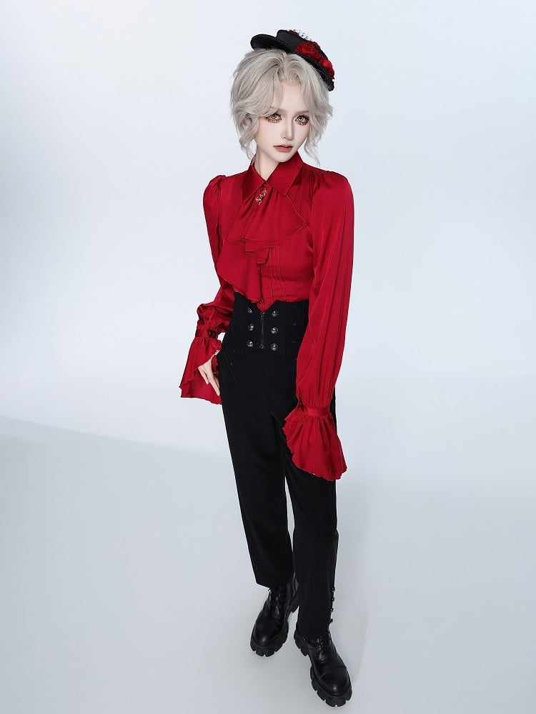 High-Waist Ouji Pants with Boned Corset Belt in Black - DevilInspired Exclusive Collection