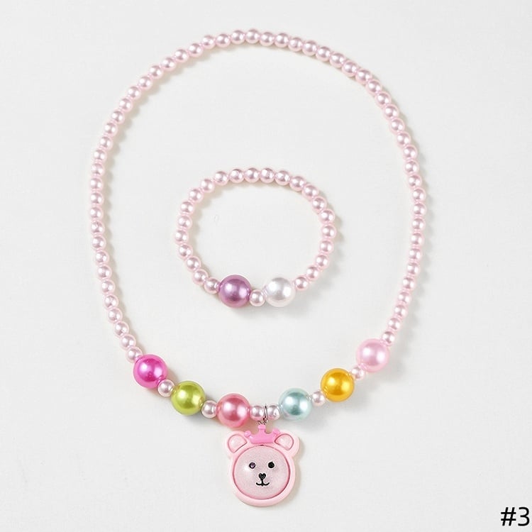 4 jolis colliers à perles avec pendentif coloré