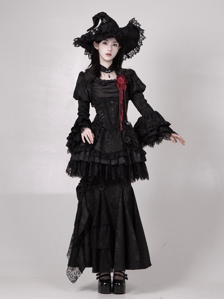 Bolero Cuffs Gothic Black Bell Ruffle Lolita Sleeves Layered Long