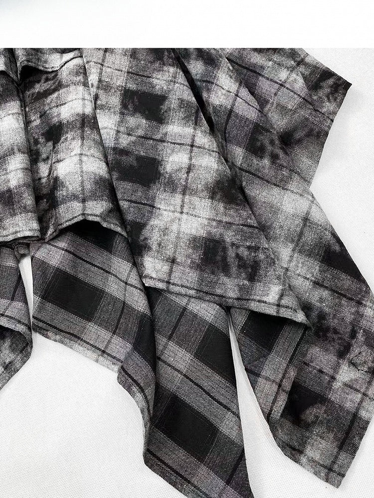 ハンカチ ダークヘム チェック柄スカート ほろ苦いグレー