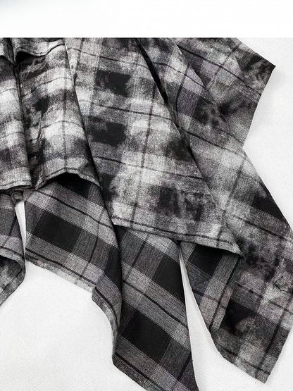 ハンカチ ダークヘム チェック柄スカート ほろ苦いグレー