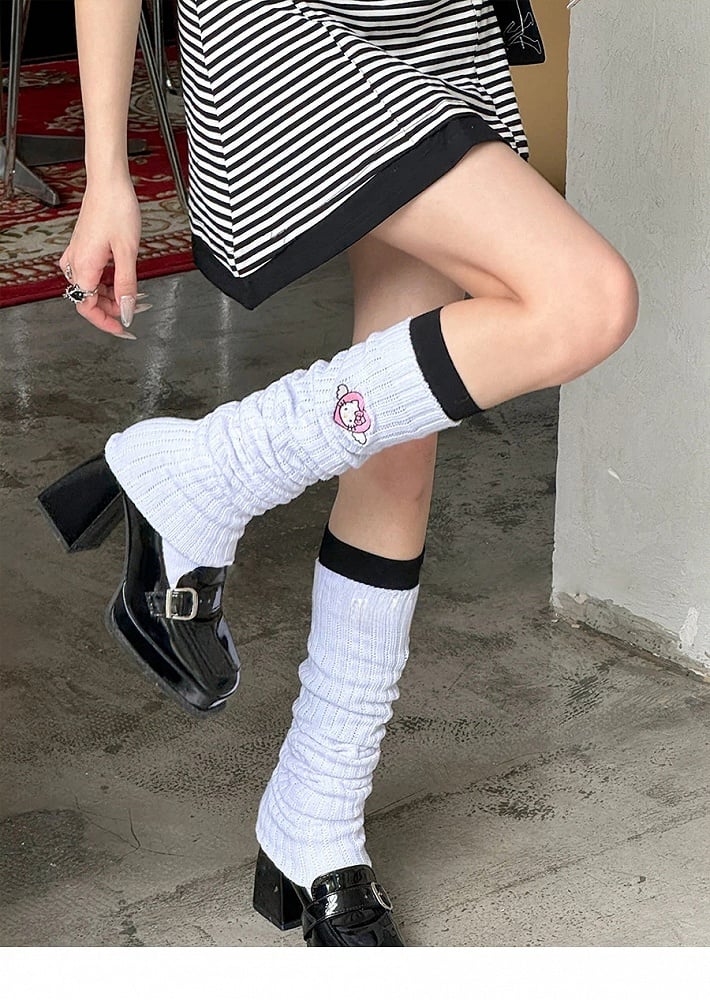 Leg Warmers Accessory) Layer Ribbed Black (Matching Inner