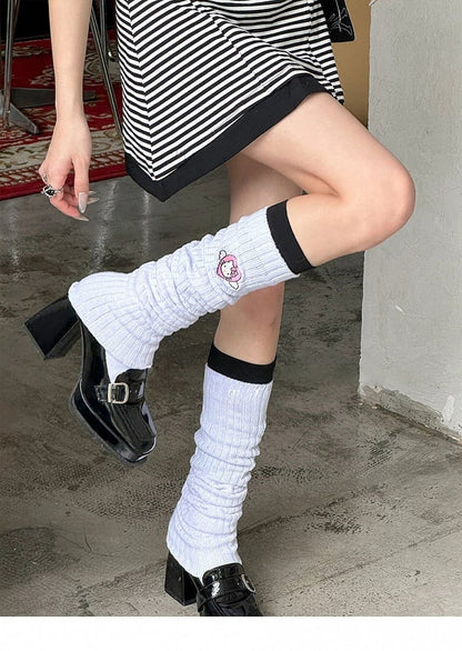 Leg Warmers Accessory) Layer Ribbed Black (Matching Inner