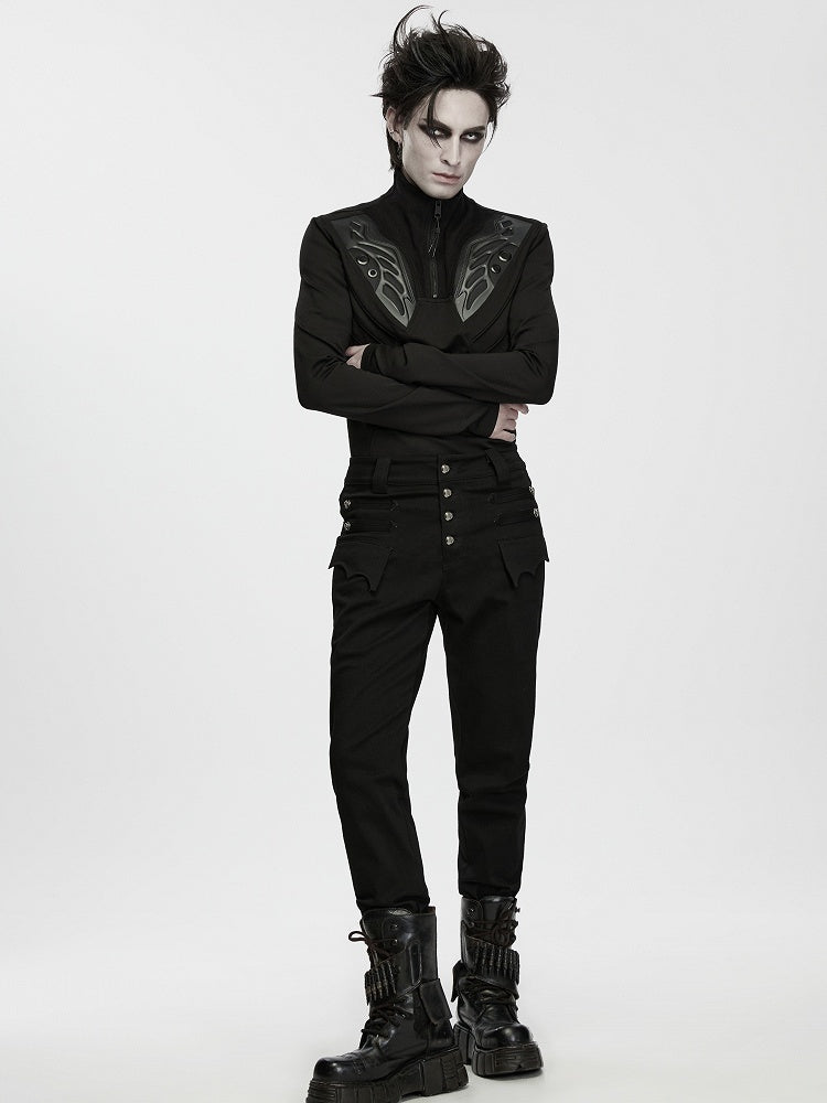 Dual-Pocket Black Baron Uniform Men's Trousers - Punk Rave