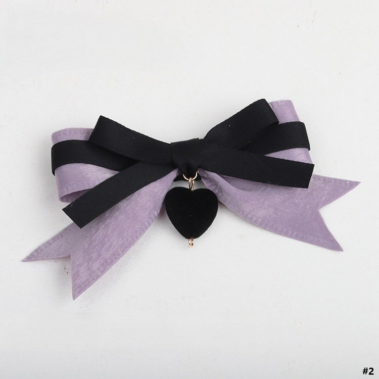 Lolita Hairclip Sweet-edgy Black Bow Purple Options 5