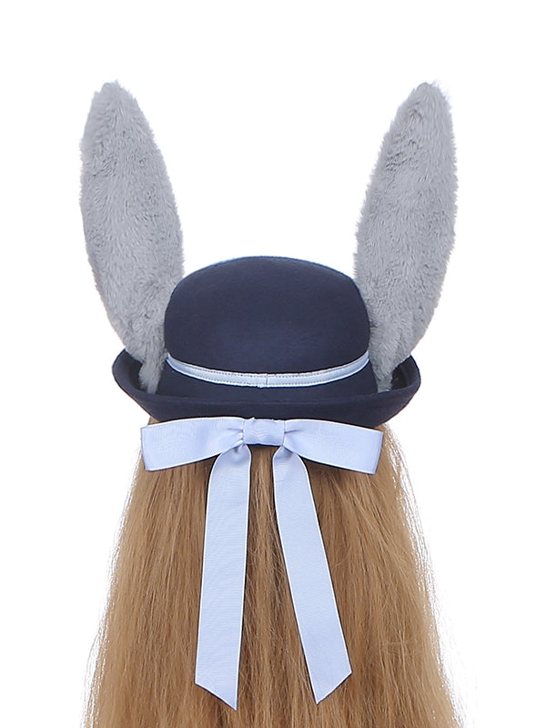 Navy Blue Bunny Ears Design Hat