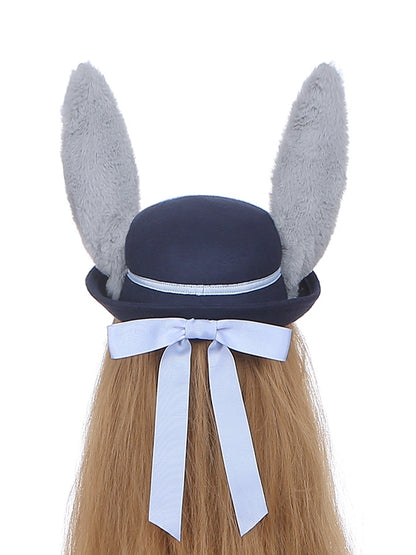 Navy Blue Bunny Ears Design Hat