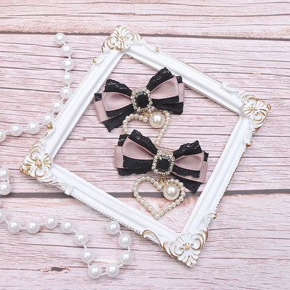 Bowknot Hairclip Options Lace Kei Jirai Charm 10 Heart Pearl Color