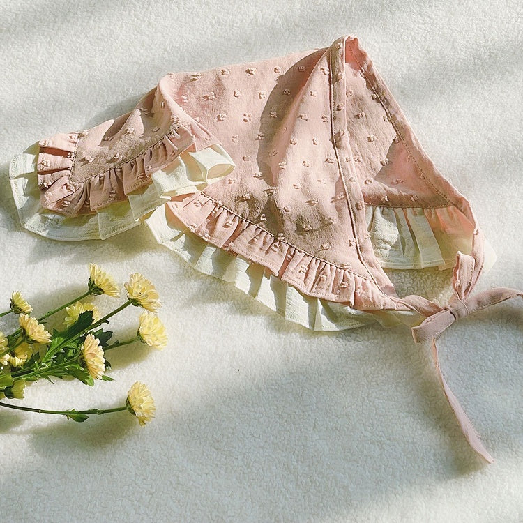 Pink Self-tie Ruffle Scarf Trim