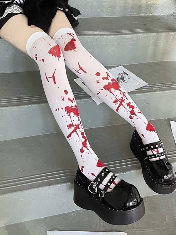 Knee Pattern Stockings Blood Over Gothic