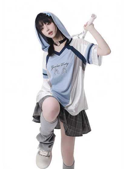 グレーのゴムウエストティアードチェックスカート