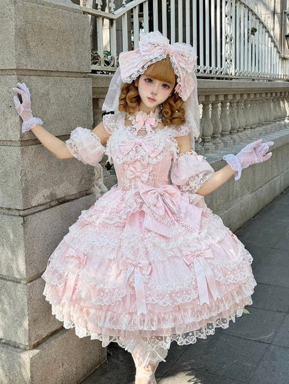 Bow Dress Lace JSK Sweet Accents and Pink Lolita with Princess