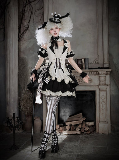Button-Front Vest with Floral Print and Stripes - Unknown Star
