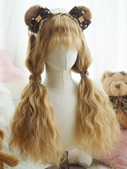 Blonde lange lockige Perücke mit Pony