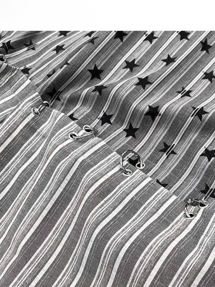 グラマラスカットのワイドレッグビタースイートグレー柄ストライプスターと