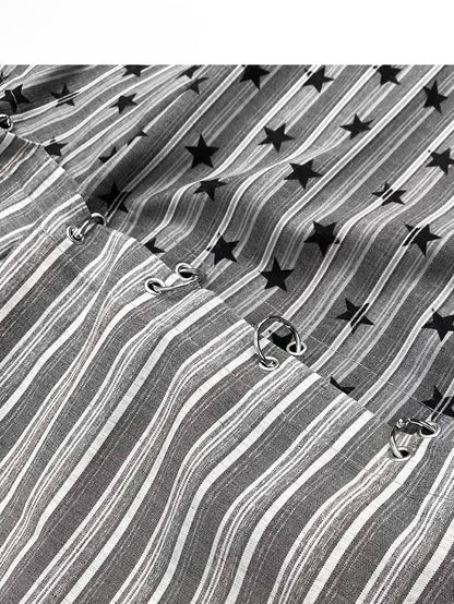 グラマラスカットのワイドレッグビタースイートグレー柄ストライプスターと