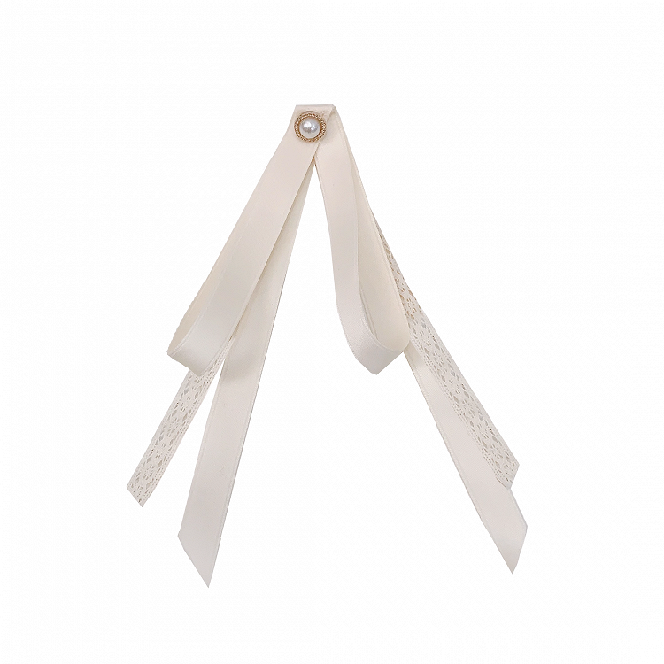 Beige Fliege mit Perlendetail