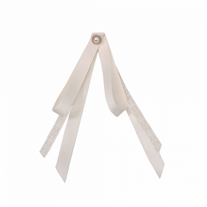 Beige Bow Tie with Bead Detail