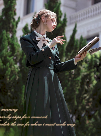 Dark Green JK Uniform Notched Collar Blazer