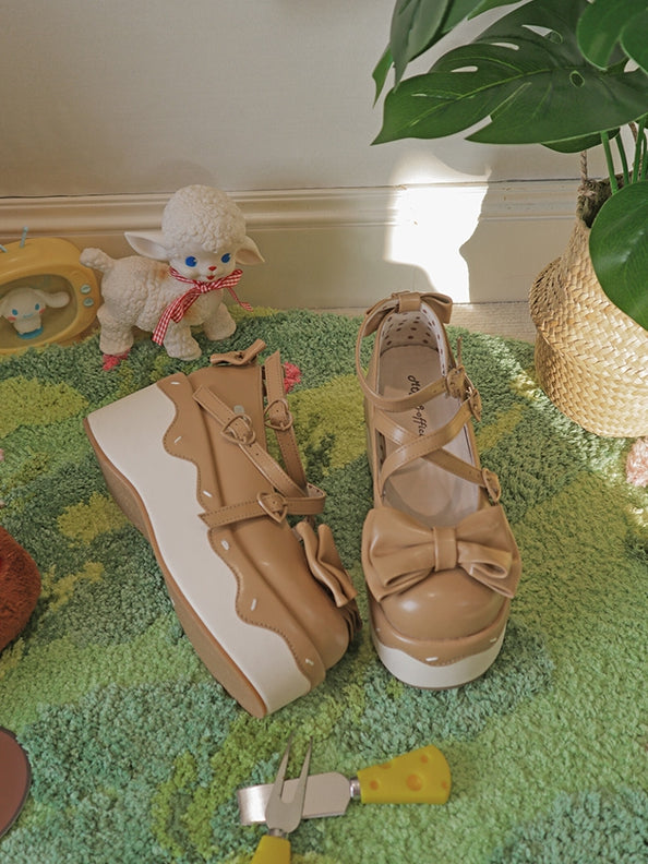 Platforms Light Brown Crisscross Toe Design Sweet - Round