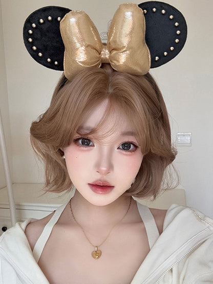 30CM Vorhangperücke, kurz, Champagner, mit gewelltem Pony