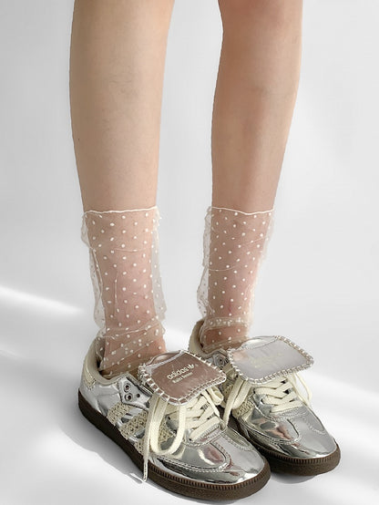 Socken mit Punkten Muster Weiß